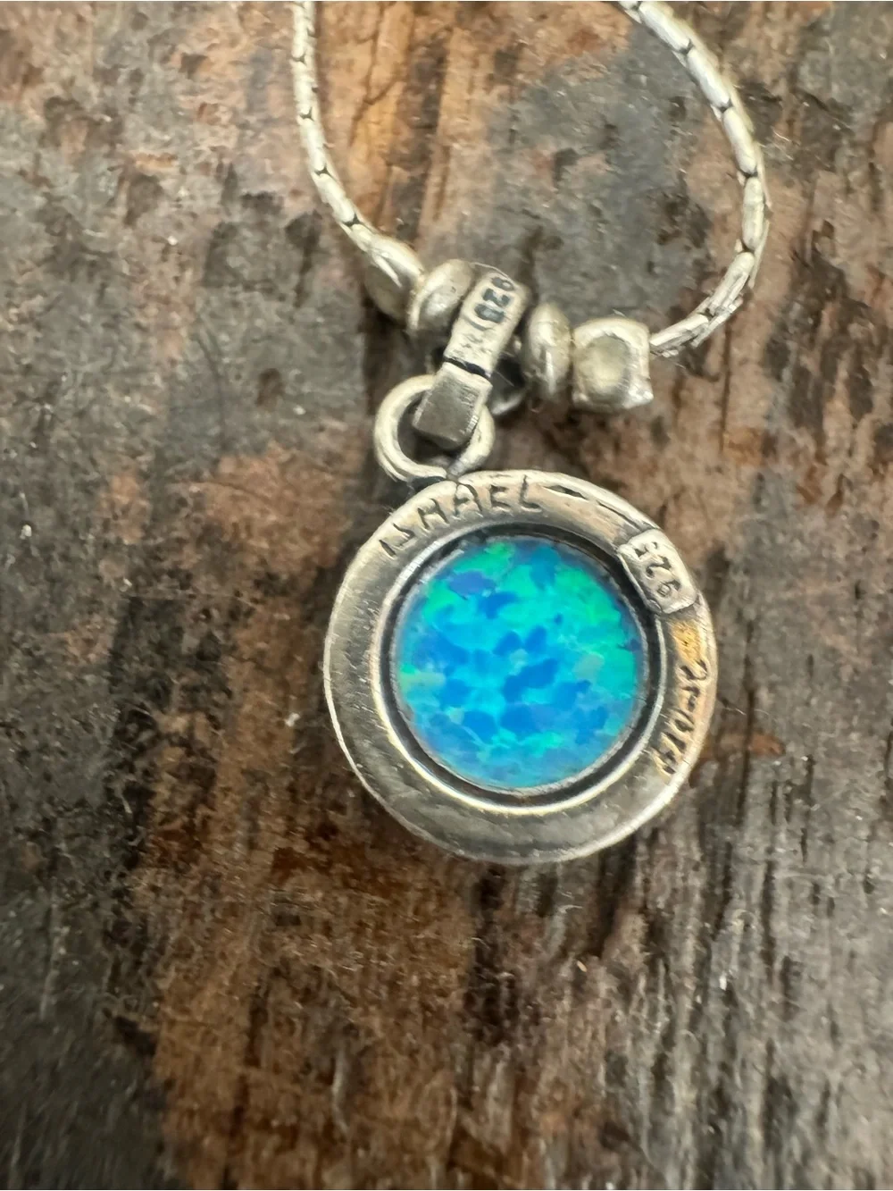 Spira Handcrafted 925 Sterling Silver Blue Opal Rope Pendant Chain
